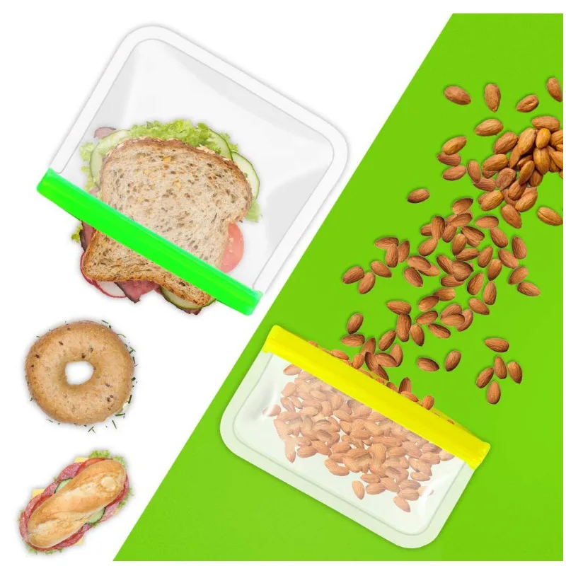 1 бр. торби за многократна употреба, за съхранение на продукти Многофункционален кухненски органайзер Фланец горния чанта за камера на хладилник с цип PEVA Изображение 2