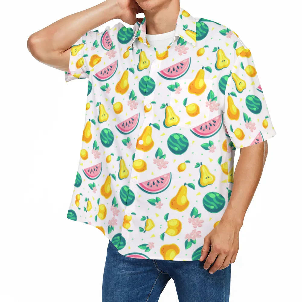 2023 Мъжка лятна къса риза Merchant с принтом, плажна риза с принтом Изображение 4