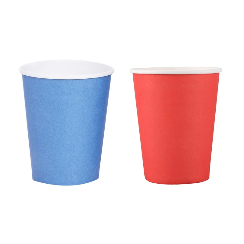 40 броя картонени чаши (9 грама) - Однотонная прибори за парти по случай рожден ден, 20 бр синьо и 20 броя червени цветя Изображение 0