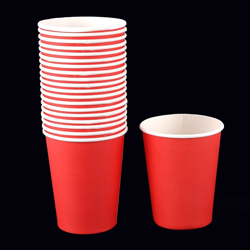 40 броя картонени чаши (9 грама) - Однотонная прибори за парти по случай рожден ден, 20 бр синьо и 20 броя червени цветя Изображение 2