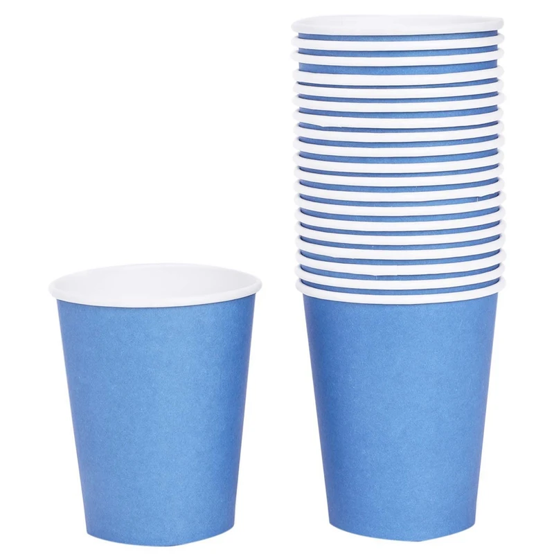 40 броя картонени чаши (9 грама) - Однотонная прибори за парти по случай рожден ден, 20 бр синьо и 20 броя червени цветя Изображение 5