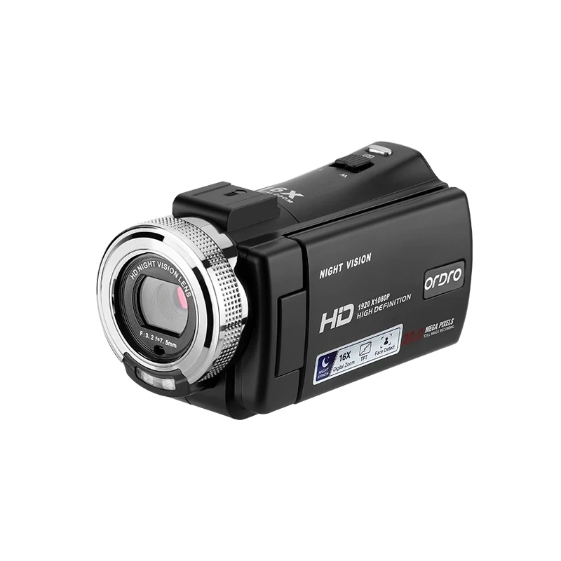 Ordro HDV-V12 1080P Full HD Видеокамера с 16-кратно цифрово увеличение и цифрово Въртене на LCD екрана 24MP за Нощно виждане Памет 16G Изображение 1