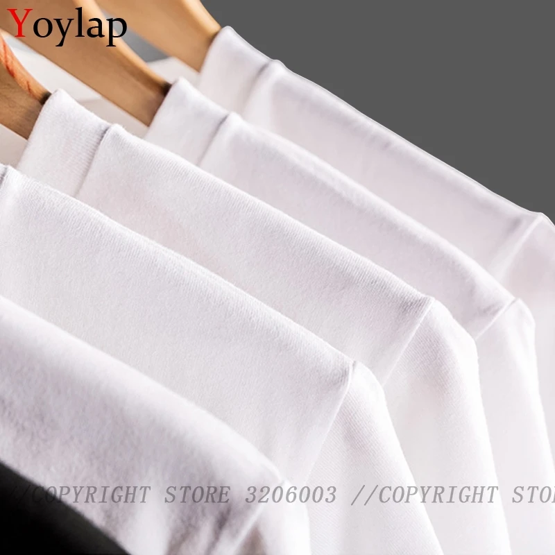 YOYLAP Забавно уникална мъжка тениска Улични летни блузи с къс ръкав за поръчка, купони на риза от 100% памучен плат с яка-часова Изображение 4