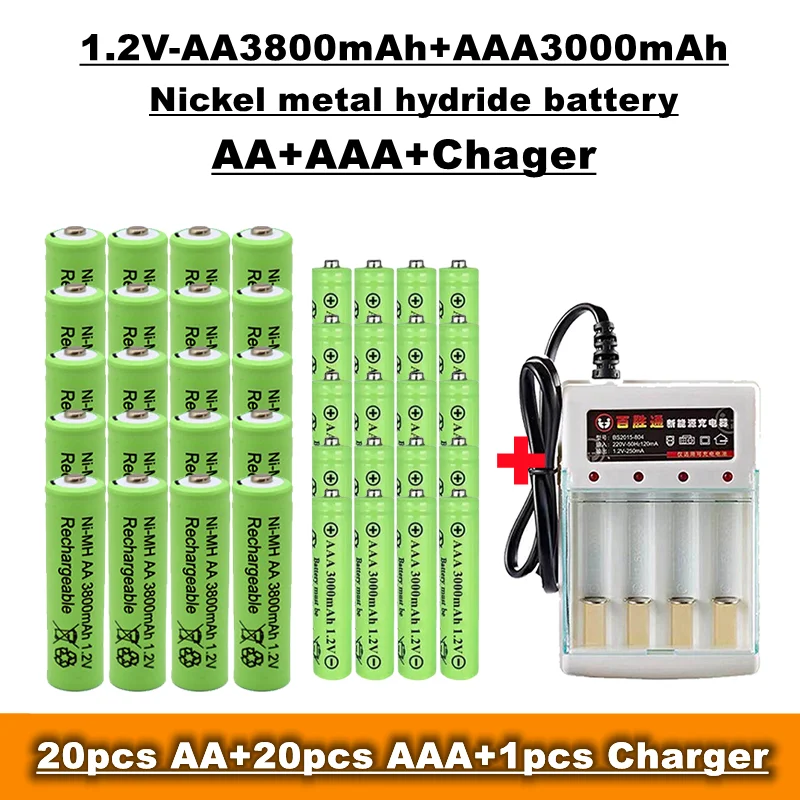 Акумулаторна батерия тип АА + ААА, 1.2, 3800 ма /3000 MAH, се използва за продажба на дистанционни управления, играчки, радиоприемници и зарядни устройства Изображение 0