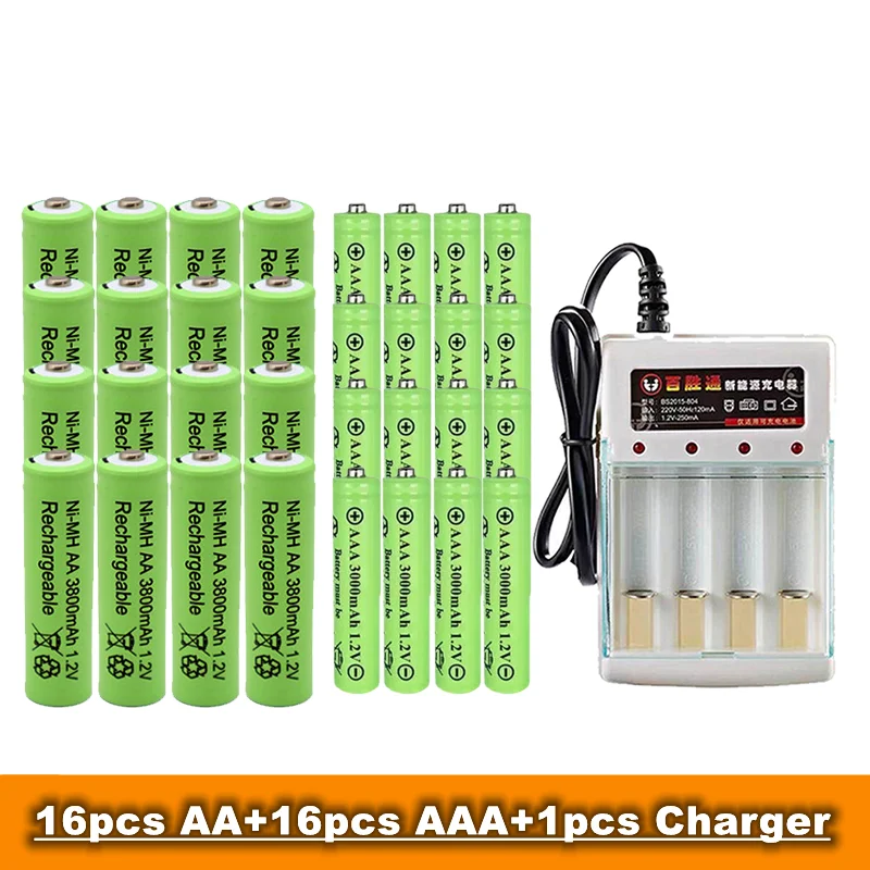 Акумулаторна батерия тип АА + ААА, 1.2, 3800 ма /3000 MAH, се използва за продажба на дистанционни управления, играчки, радиоприемници и зарядни устройства Изображение 1