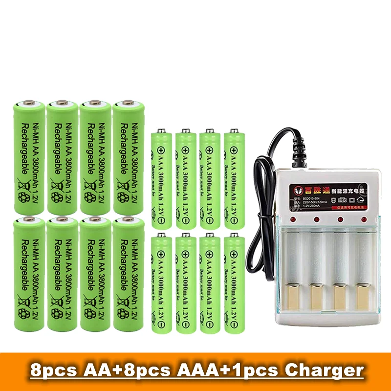 Акумулаторна батерия тип АА + ААА, 1.2, 3800 ма /3000 MAH, се използва за продажба на дистанционни управления, играчки, радиоприемници и зарядни устройства Изображение 3