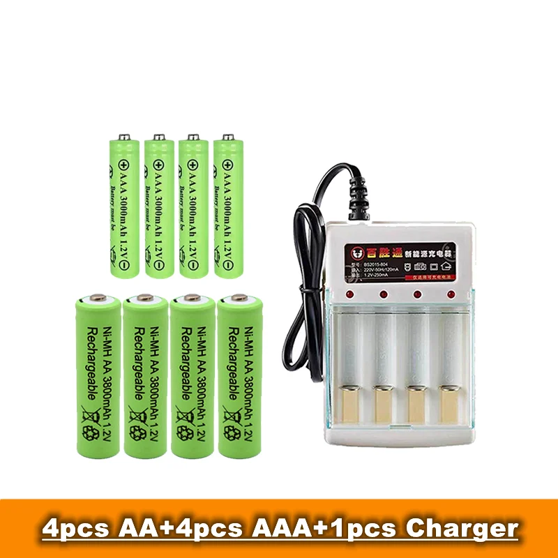 Акумулаторна батерия тип АА + ААА, 1.2, 3800 ма /3000 MAH, се използва за продажба на дистанционни управления, играчки, радиоприемници и зарядни устройства Изображение 4