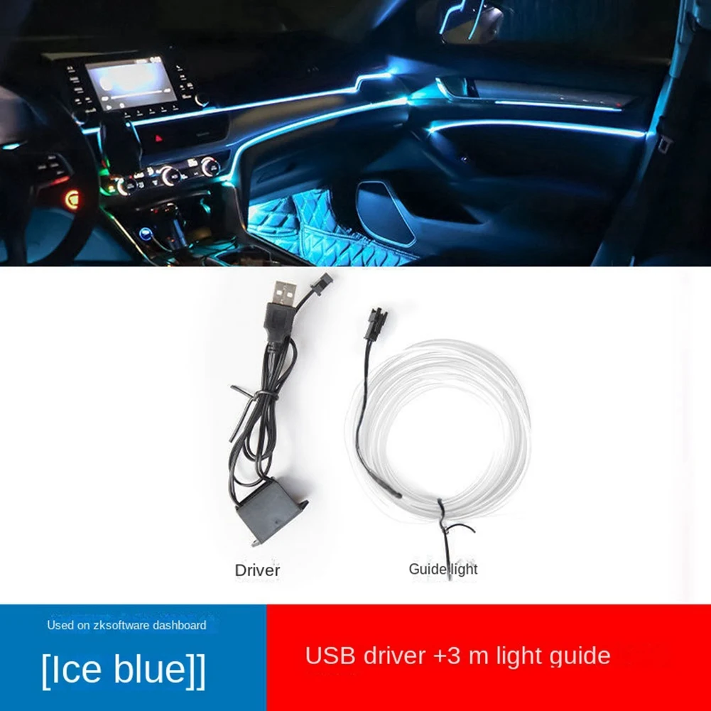 Атмосферното осветление на кола USB, led индикатор студено осветление на автомобила, без промяна на линия препълнен, атмосферата осветление (флуоресцентно зелено) Изображение 1