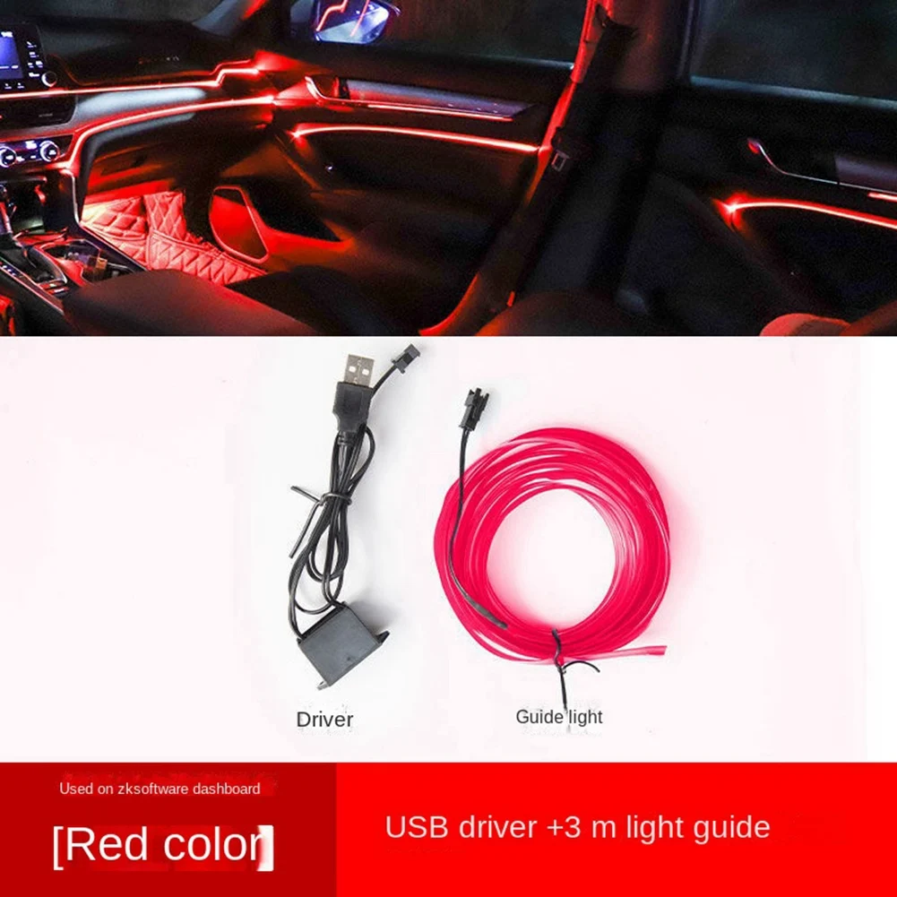 Атмосферното осветление на кола USB, led индикатор студено осветление на автомобила, без промяна на линия препълнен, атмосферата осветление (флуоресцентно зелено) Изображение 2