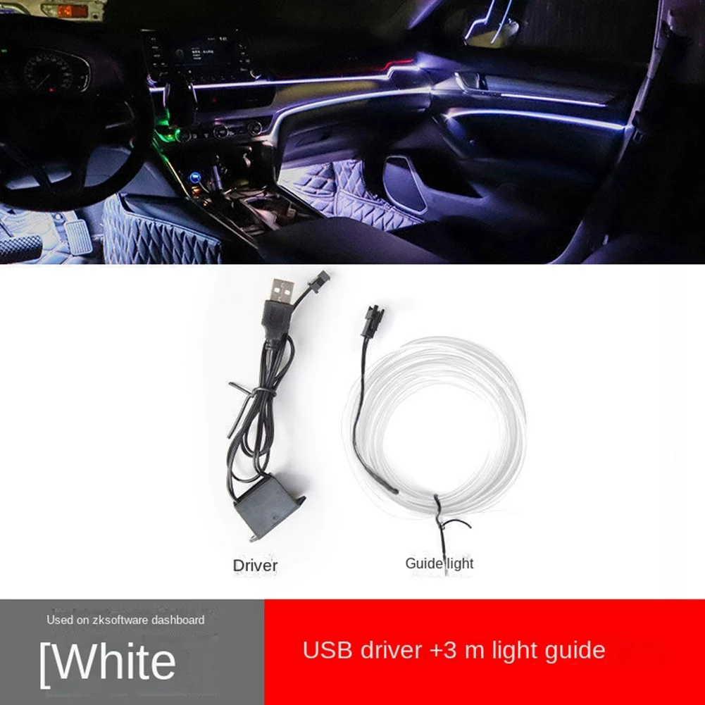 Атмосферното осветление на кола USB, led индикатор студено осветление на автомобила, без промяна на линия препълнен, атмосферата осветление (флуоресцентно зелено) Изображение 4
