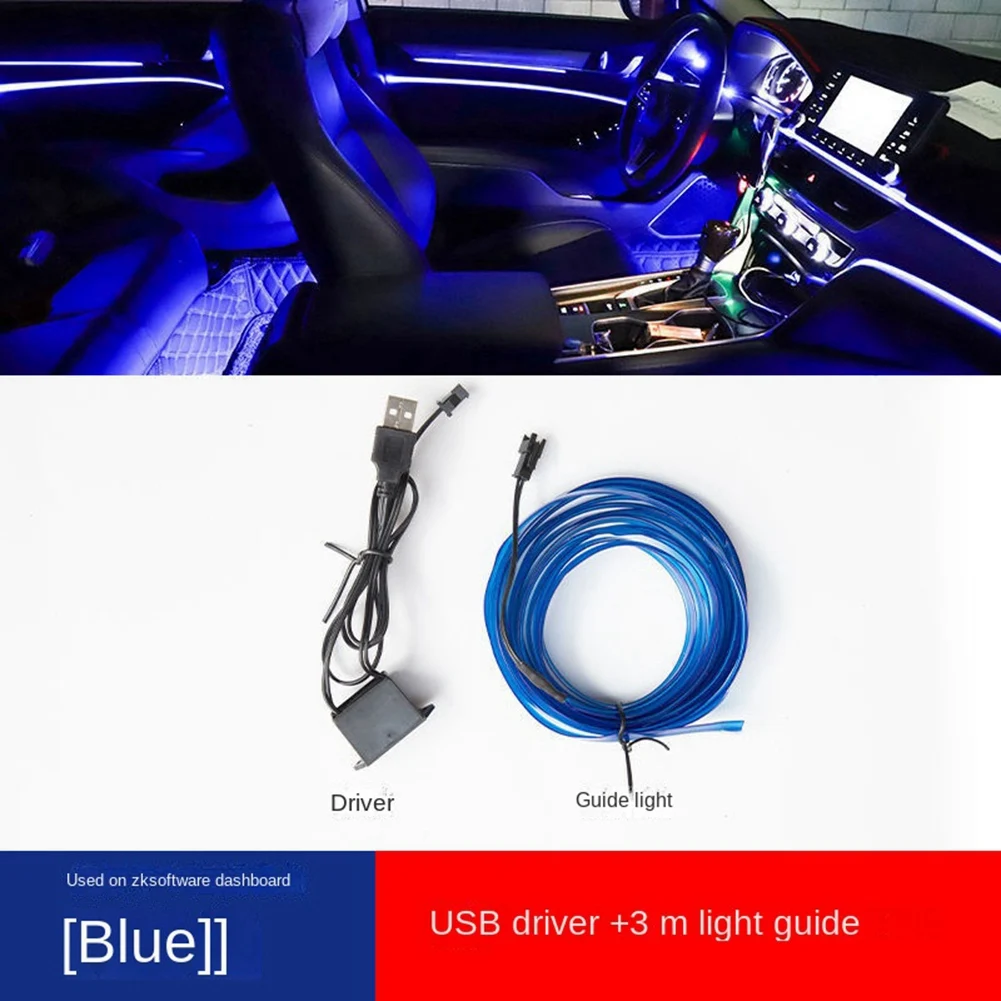 Атмосферното осветление на кола USB, led индикатор студено осветление на автомобила, без промяна на линия препълнен, атмосферата осветление (флуоресцентно зелено) Изображение 5