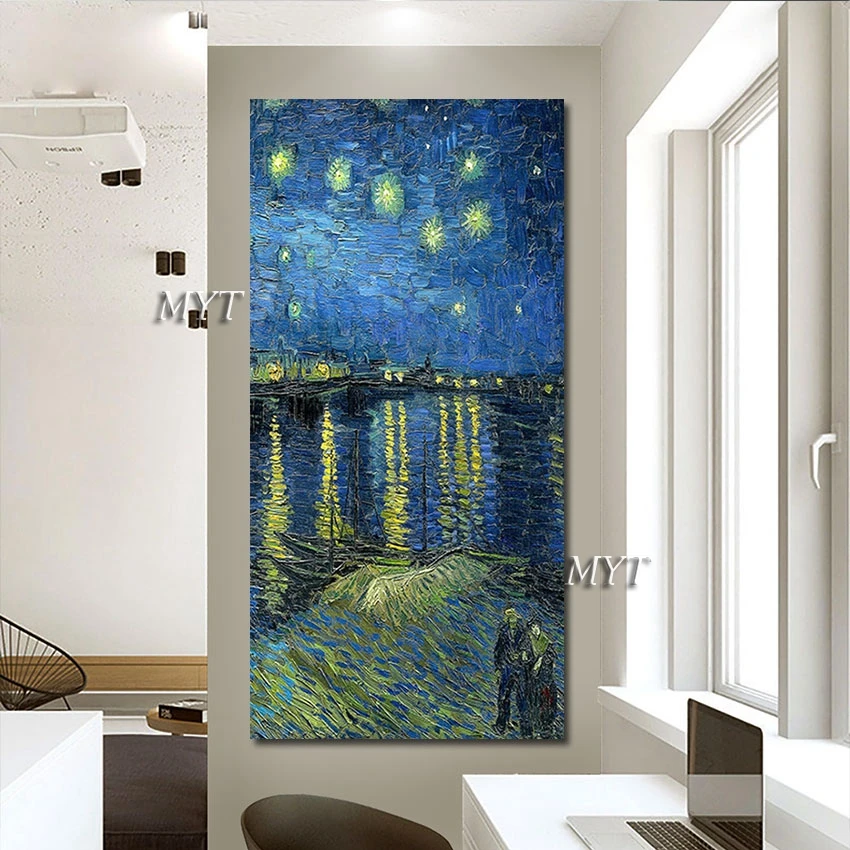 Живопис с маслени бои ръчно изработени Monet impression пейзаж на Ван Гог oil ръчно рисувана украса на стените на хола Изображение 4
