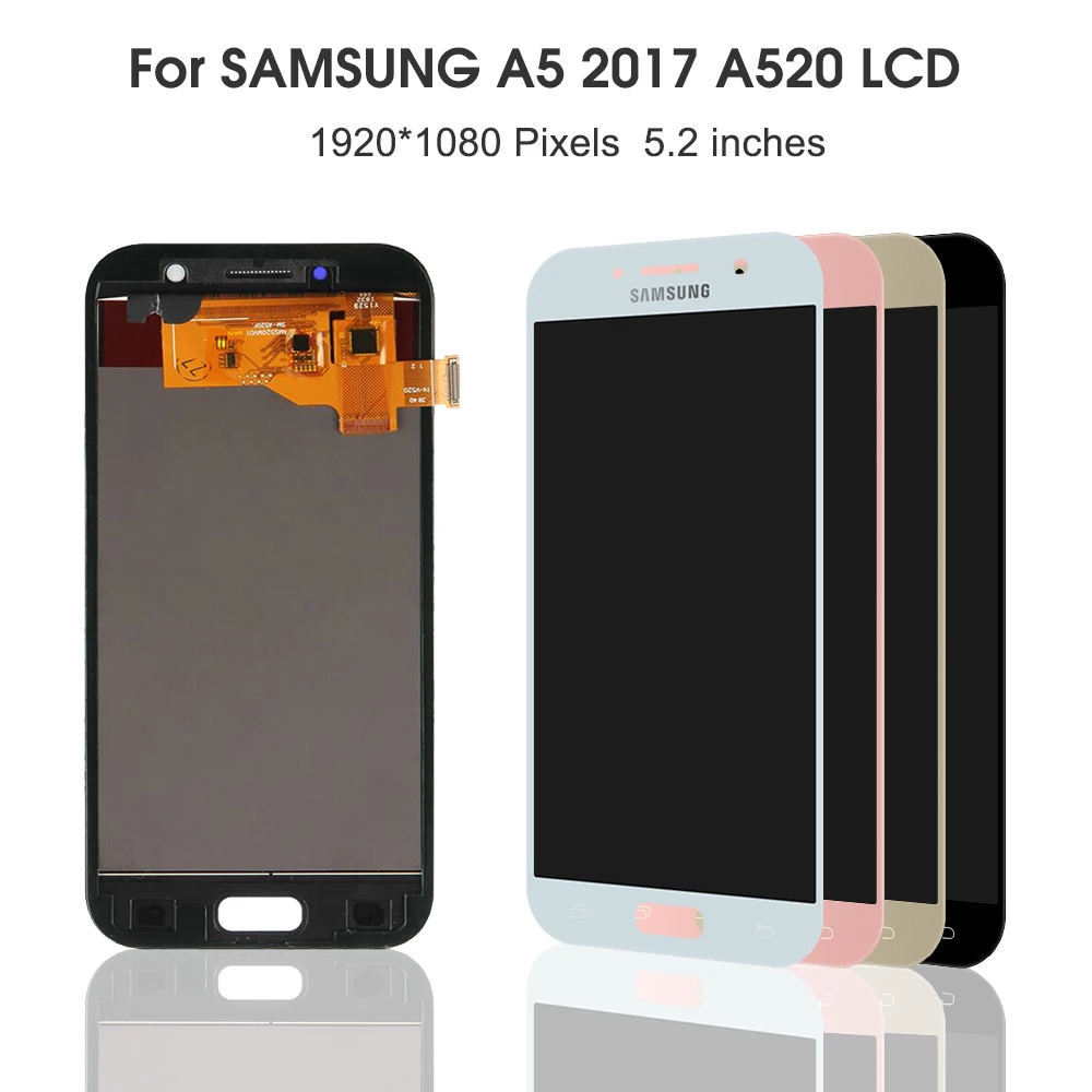 За Samsung Galaxy A5 2017 LCD дисплей A520 SM-A520F LCD Сензорен дисплей Дигитайзер В Събирането на Рамка За A5 2017 A520 LCD екран Изображение 3