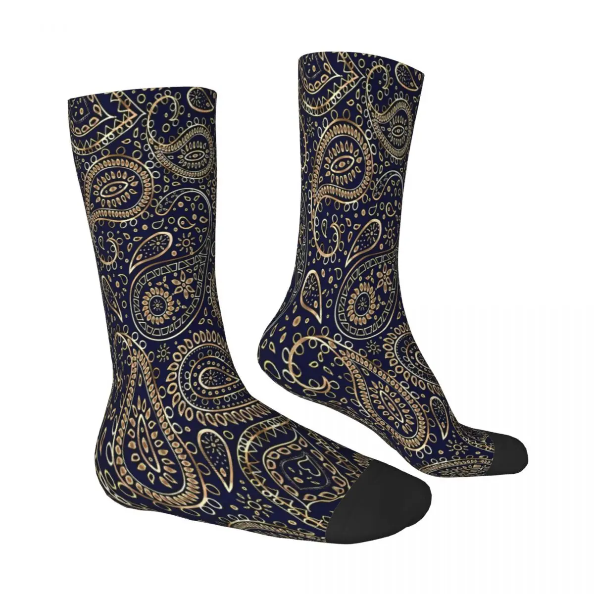 Красиви златни чорапи с шарени Вратовръзки Вавилон в бохемски стил, мъжки и дамски зимни чорапи от полиестер Изображение 1