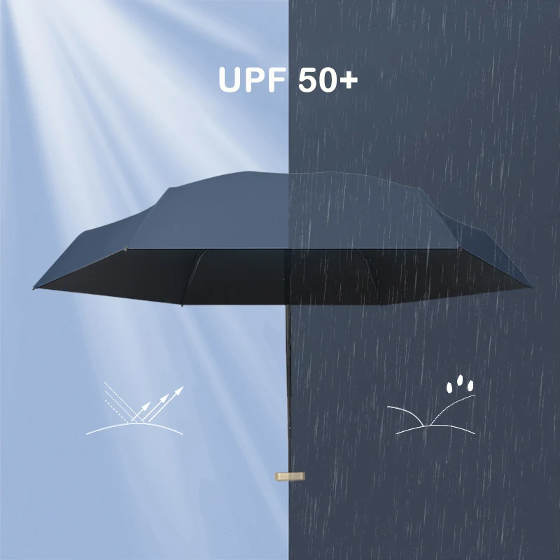 Мини джобен чадър, ultralight чадър с 6 ребра, чадър от дъжд и слънце, женски чадър, мъжки чадър за момичета, преносими сгъваеми Изображение 2