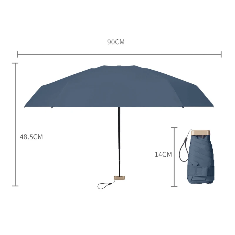 Мини джобен чадър, ultralight чадър с 6 ребра, чадър от дъжд и слънце, женски чадър, мъжки чадър за момичета, преносими сгъваеми Изображение 4