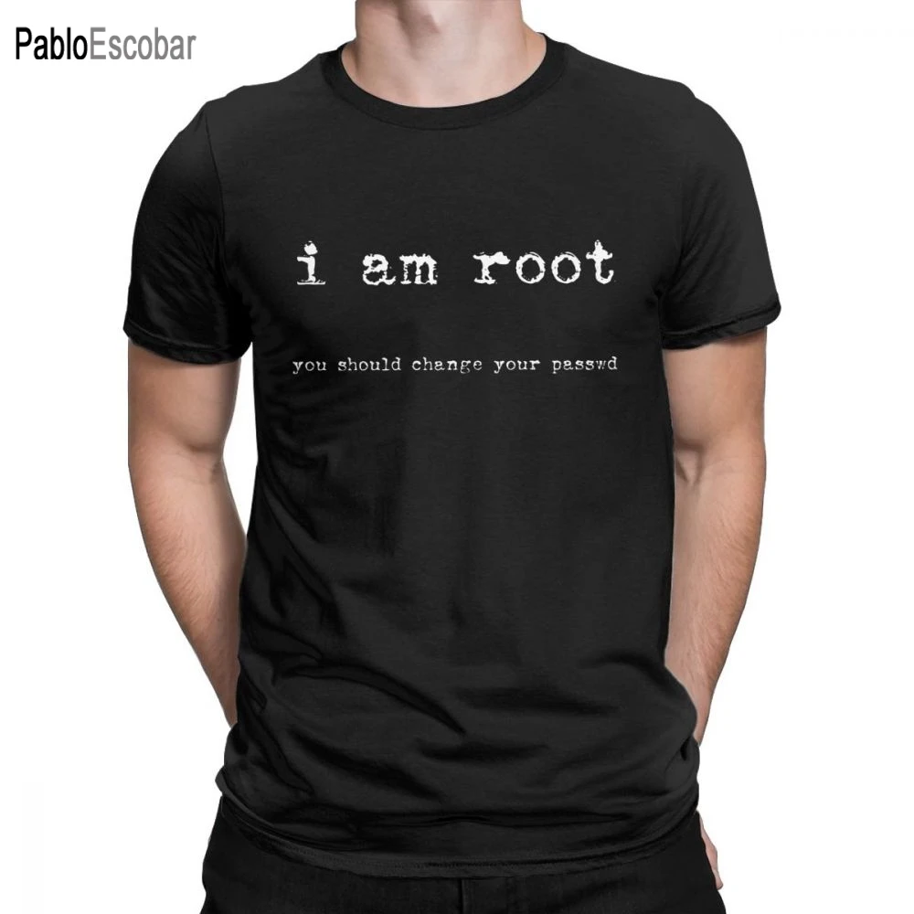 Мъжки тениски I Am Root, памучни тениски, новост, Ubuntu, командния ред, Linux, Unix, тениски за хакерство, Дрехи с къс ръкав, графика Изображение 0
