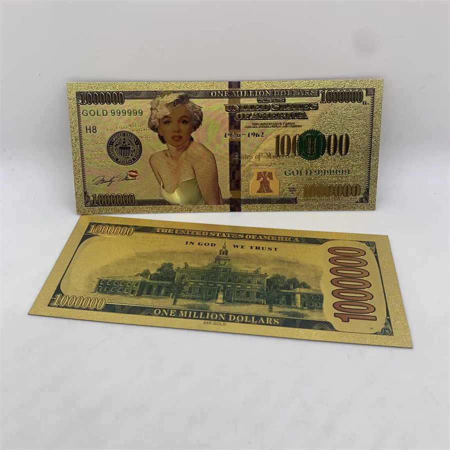 Нова разпродажба на златни пластмасови банкноти Мерилин Монро е американска филмова звезда колекционерска за събиране на феновете Изображение 1