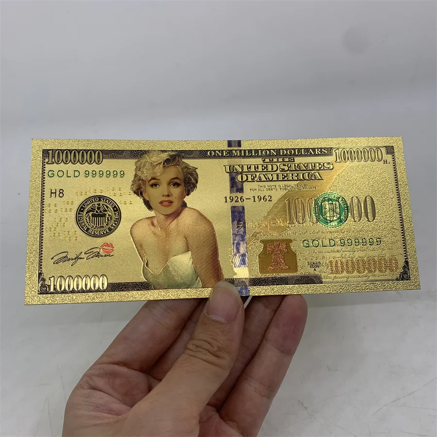 Нова разпродажба на златни пластмасови банкноти Мерилин Монро е американска филмова звезда колекционерска за събиране на феновете Изображение 3
