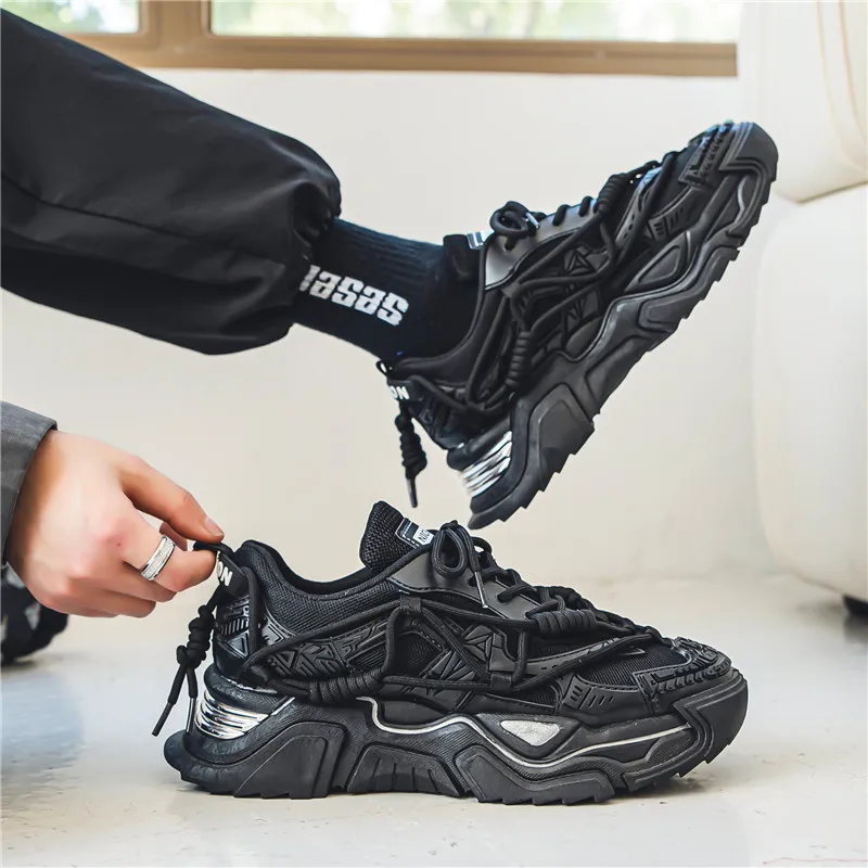 Новини 2023 година, Мъжки обувки на платформа, модни неудобни обувки, мъжки ежедневни обувки, дишащи спортни обувки за татко, мъжки обувки за фитнес Изображение 3