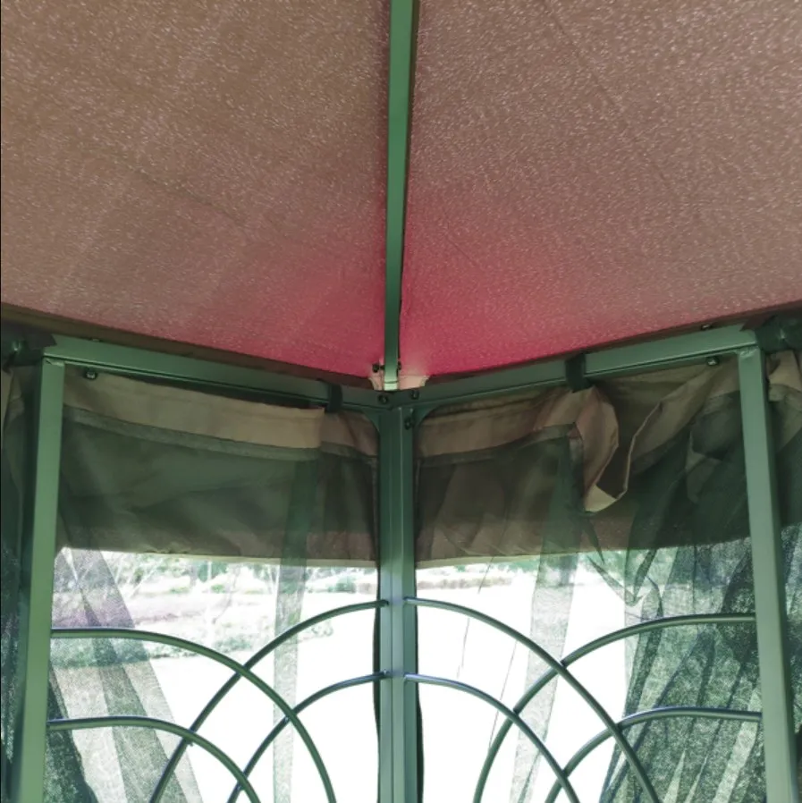Палатка-Pergola за Вътрешния Двор отгледа 10х10 Метра, с Вентилирани Мрежа с Двоен Покрив (Кафяв), Градинска Мебел, Украса на Градината Изображение 4