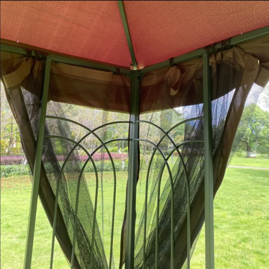 Палатка-Pergola за Вътрешния Двор отгледа 10х10 Метра, с Вентилирани Мрежа с Двоен Покрив (Кафяв), Градинска Мебел, Украса на Градината Изображение 5
