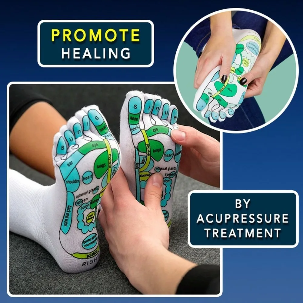Памучни чорапи с пет пръста, теплопередающие масажни чорапи с акупунктурными точки, с масаж пръчка, Чорапи за йога, дамски чорапи Изображение 1