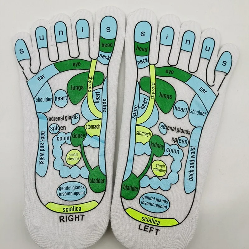 Памучни чорапи с пет пръста, теплопередающие масажни чорапи с акупунктурными точки, с масаж пръчка, Чорапи за йога, дамски чорапи Изображение 4