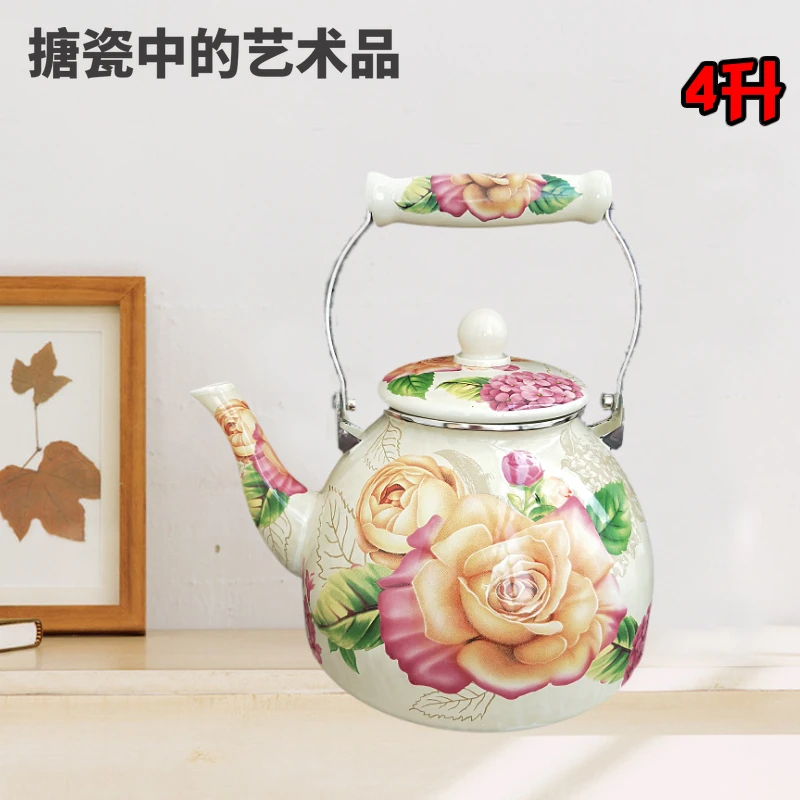 Плошка с удебелени емайл за студена вода, чай с мляко, эмалированная цвете промишлена печка, Универсален скандинавски стил, многоцветен Изображение 4