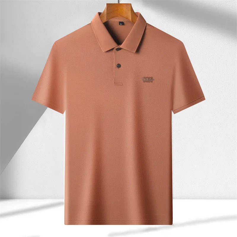 Подобрена мерсеризованная памучен дишаща поло риза с къс ръкав, мъжки ежедневни тениска, лятна модна марка риза Paul с бродерия Изображение 5