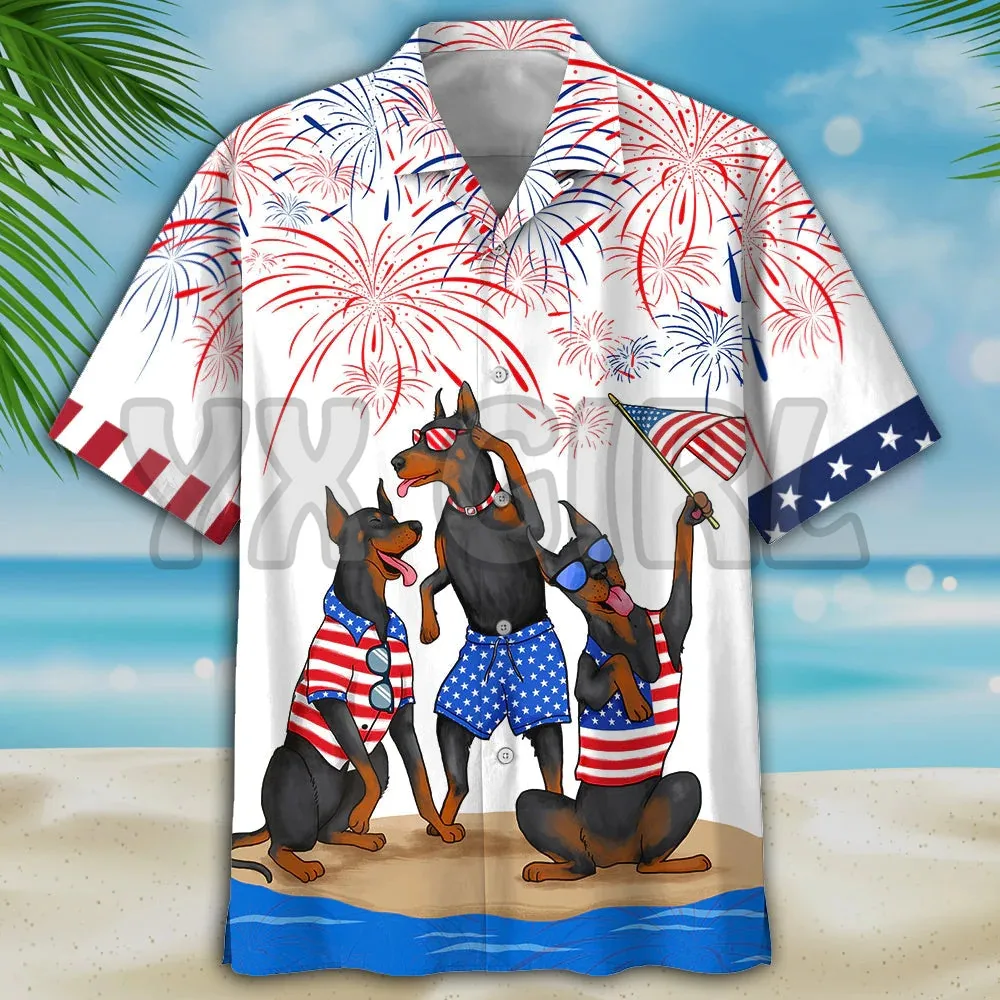 Ризи Familleus - Dachshund, Хавайска риза с 3D Принтом по цялото тяло, Хавайска риза, Мъжки и Дамски Ежедневни риза в стил Харадзюку, Унисекс Изображение 2
