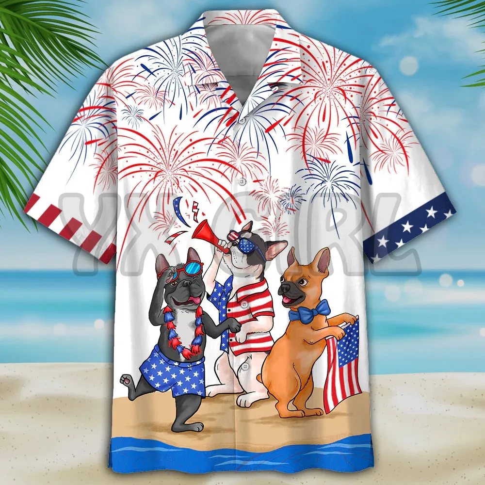 Ризи Familleus - Dachshund, Хавайска риза с 3D Принтом по цялото тяло, Хавайска риза, Мъжки и Дамски Ежедневни риза в стил Харадзюку, Унисекс Изображение 4