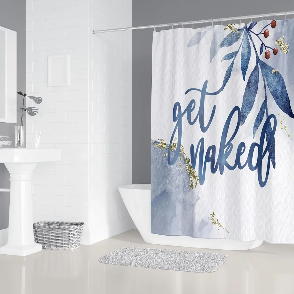 Скандинавска завеса за душ с просто черно-бял писмото модел, водоустойчив многоразмерная завеса за баня от полиестер, изчистен декор на банята Изображение 2