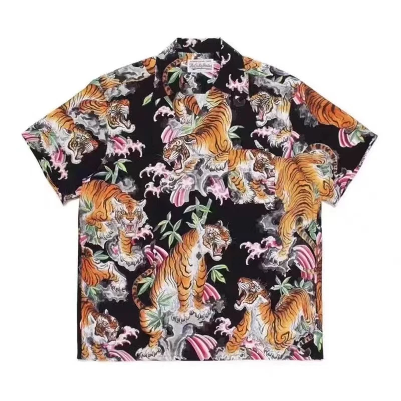 Тениска WACKO MARIA с изображение на тигър, мъжки и женски висококачествени хавайски ризи, тениски Изображение 0