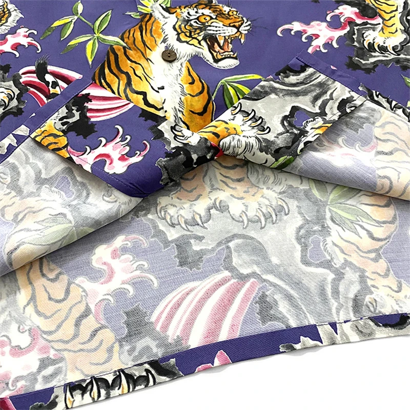Тениска WACKO MARIA с изображение на тигър, мъжки и женски висококачествени хавайски ризи, тениски Изображение 3