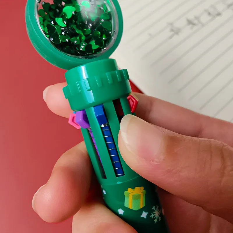 Химикалки, сладки ученически пособия, 10 цвята, Креативни Коледни канцеларски материали, маслени химикалки, цветни дръжки за пресата, Коледни подаръци за деца Изображение 3