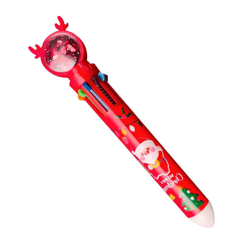 Химикалки, сладки ученически пособия, 10 цвята, Креативни Коледни канцеларски материали, маслени химикалки, цветни дръжки за пресата, Коледни подаръци за деца Изображение 5