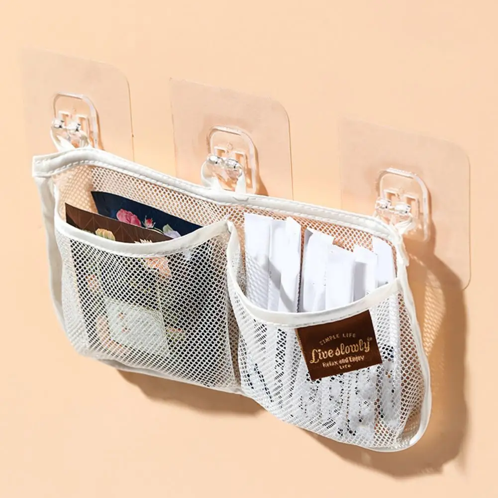 Чанта за съхранение, дизайн дантела, Добра вентилация, двоен джоб, окачен мрежест джоб за хола с кука за ежедневна употреба Изображение 1