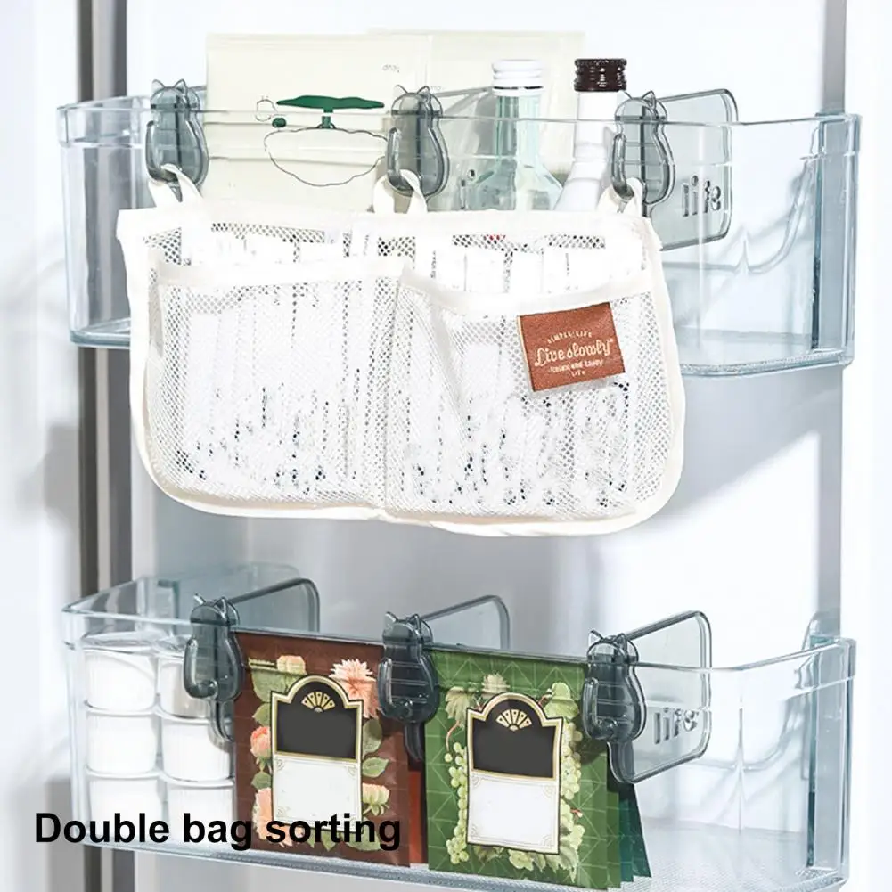 Чанта за съхранение, дизайн дантела, Добра вентилация, двоен джоб, окачен мрежест джоб за хола с кука за ежедневна употреба Изображение 2