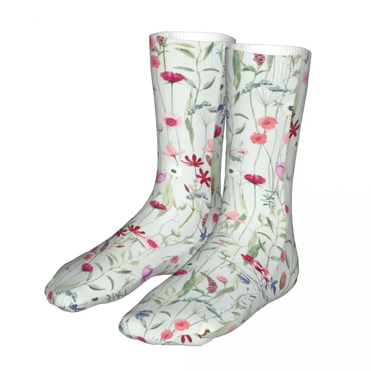 Честит Забавни Чорапи Мъжки Мъжки Женски Harajuku Retor Чорапи С Цветен Модел На Диви Цветя С Високо Качество Пролет Лято Есен Зима Изображение 0