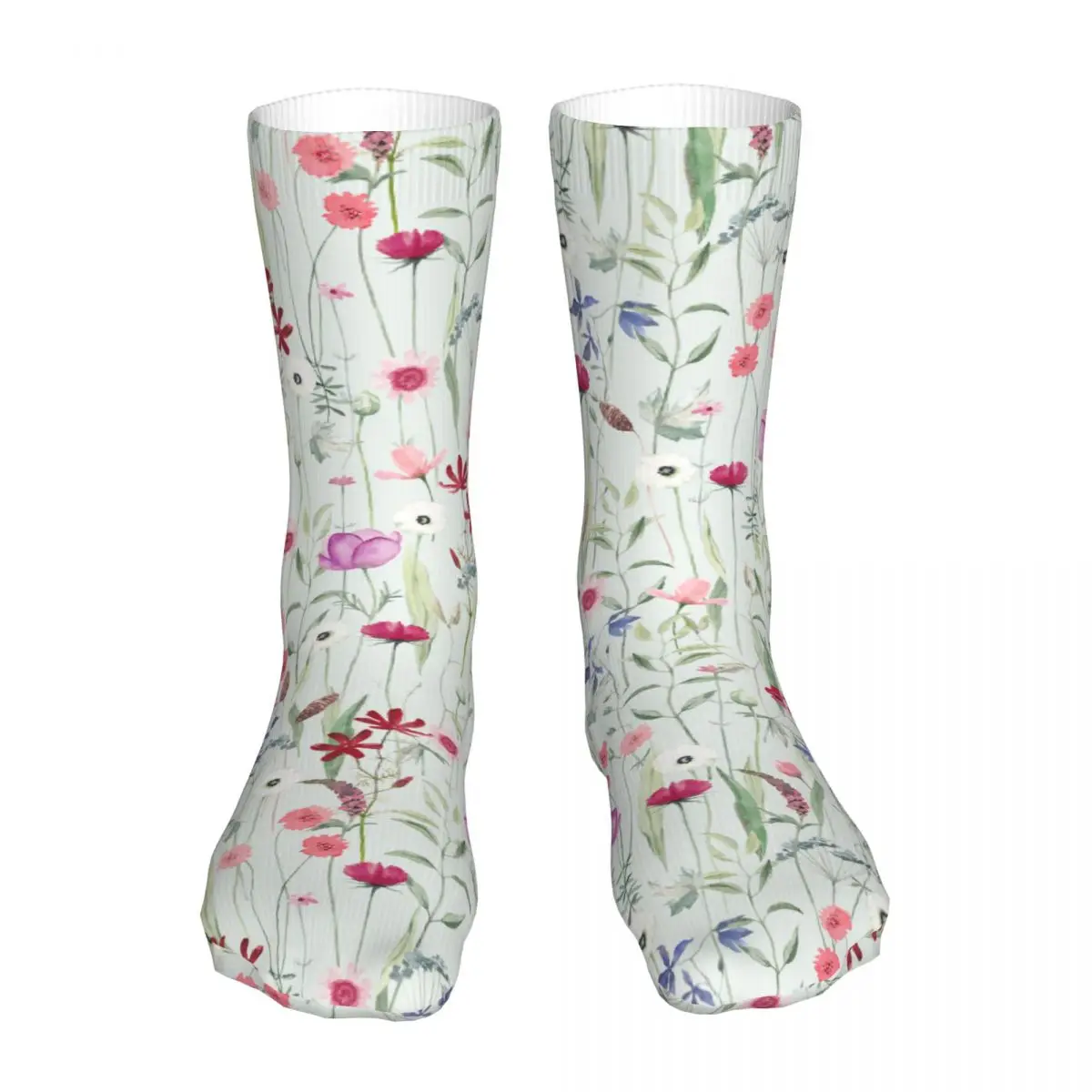Честит Забавни Чорапи Мъжки Мъжки Женски Harajuku Retor Чорапи С Цветен Модел На Диви Цветя С Високо Качество Пролет Лято Есен Зима Изображение 1