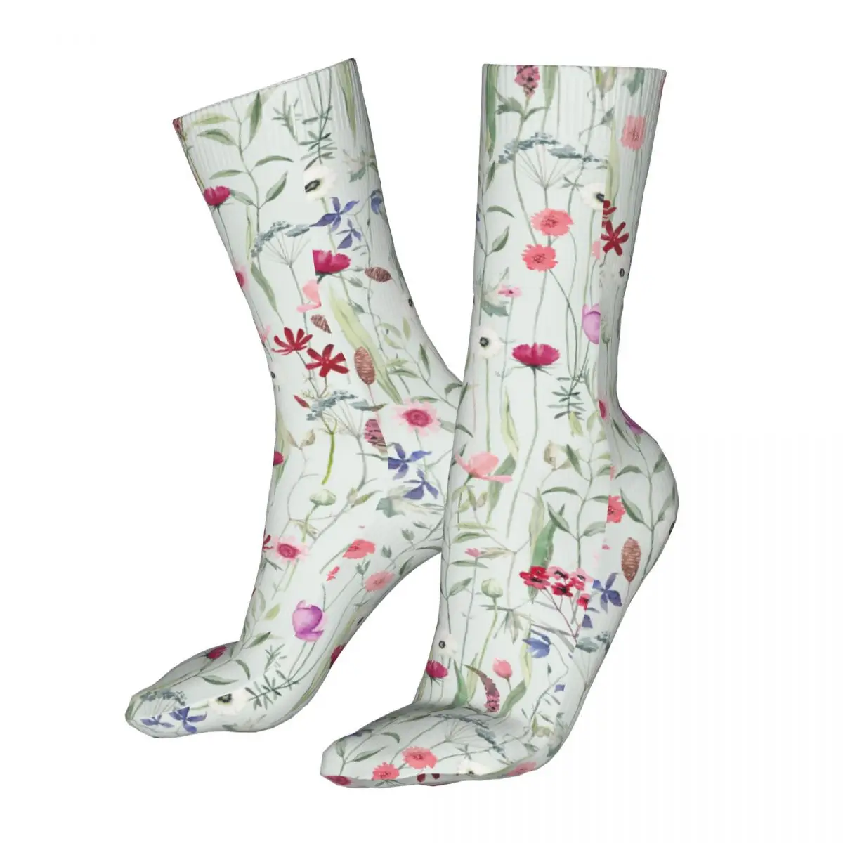 Честит Забавни Чорапи Мъжки Мъжки Женски Harajuku Retor Чорапи С Цветен Модел На Диви Цветя С Високо Качество Пролет Лято Есен Зима Изображение 2